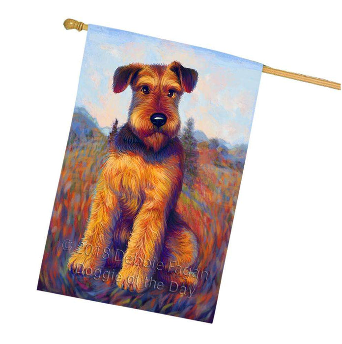 Mystic Blaze Airedale Terrier Dog House Flag FLG53767