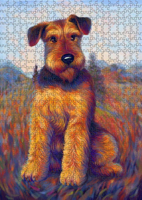 Mystic Blaze Airedale Terrier Dog Puzzle with Photo Tin PUZL81432