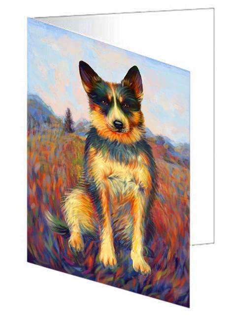 Mystic Blaze Australian Cattle Dog Handmade Artwork Assorted Pets Greeting Cards and Note Cards with Envelopes for All Occasions and Holiday Seasons GCD64739