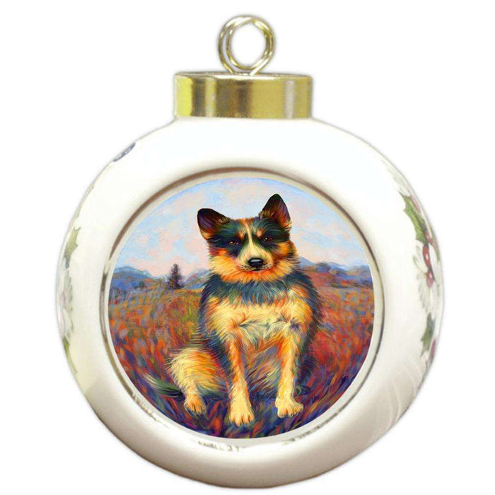 Mystic Blaze Australian Cattle Dog Round Ball Christmas Ornament RBPOR53570