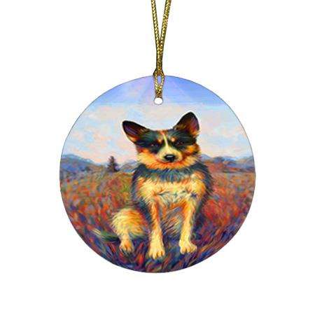 Mystic Blaze Australian Cattle Dog Round Flat Christmas Ornament RFPOR53561