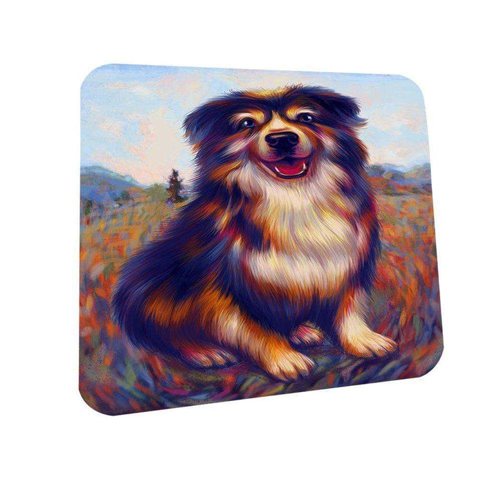 Mystic Blaze Australian Shepherd Blue Merle Dog Coasters Set of 4 CST48513