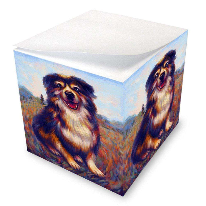 Mystic Blaze Australian Shepherd Blue Merle Dog Note Cube NOC48554