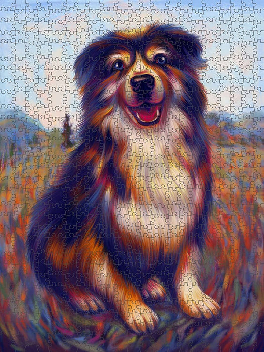 Mystic Blaze Australian Shepherd Blue Merle Dog Puzzle with Photo PUZL48015