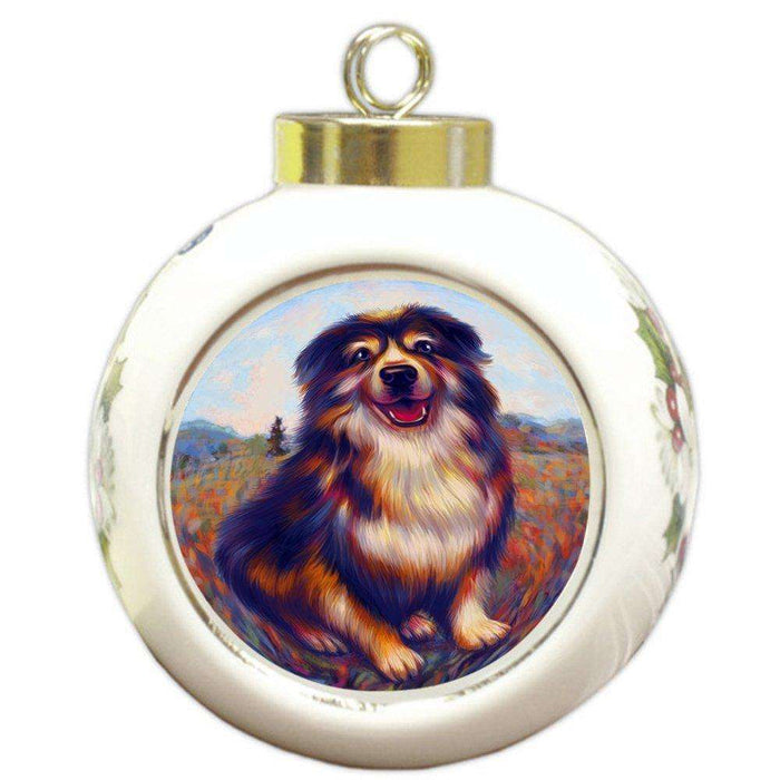 Mystic Blaze Australian Shepherd Blue Merle Dog Round Ball Christmas Ornament RBPOR48590