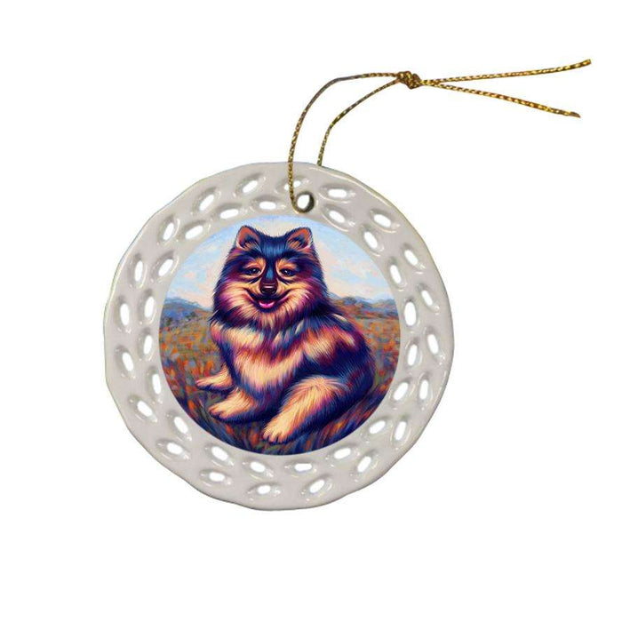 Mystic Blaze Australian Shepherd Dog Ceramic Doily Ornament DPOR53573