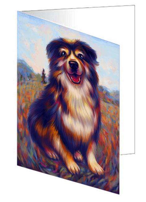 Mystic Blaze Australian Shepherd Dog Handmade Artwork Assorted Pets Greeting Cards and Note Cards with Envelopes for All Occasions and Holiday Seasons GCD64742