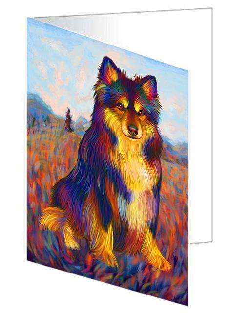 Mystic Blaze Australian Shepherd Dog Handmade Artwork Assorted Pets Greeting Cards and Note Cards with Envelopes for All Occasions and Holiday Seasons GCD64745
