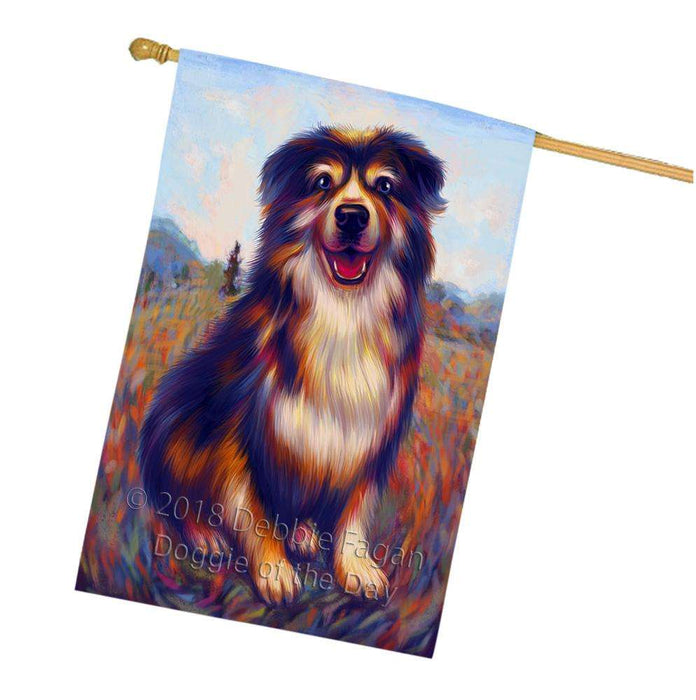 Mystic Blaze Australian Shepherd Dog House Flag FLG53769