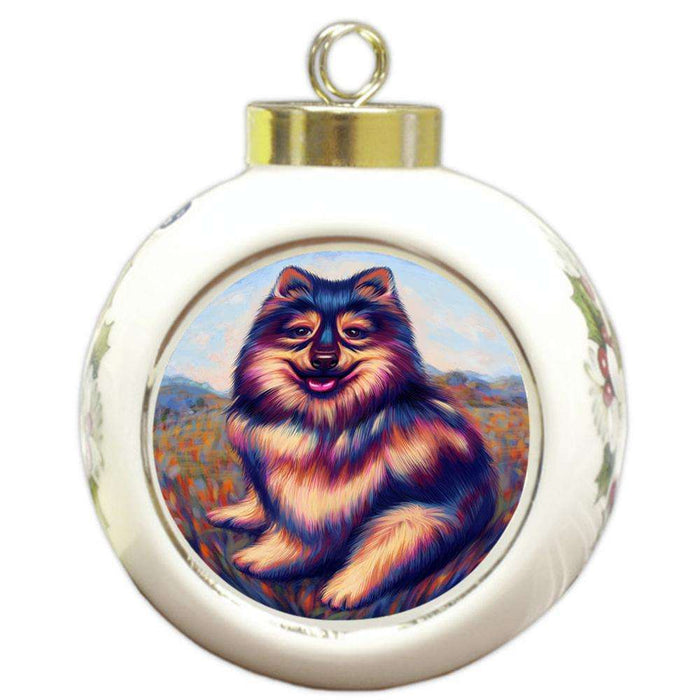 Mystic Blaze Australian Shepherd Dog Round Ball Christmas Ornament RBPOR53573