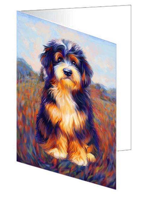 Mystic Blaze Bernedoodle Dog Handmade Artwork Assorted Pets Greeting Cards and Note Cards with Envelopes for All Occasions and Holiday Seasons GCD64751