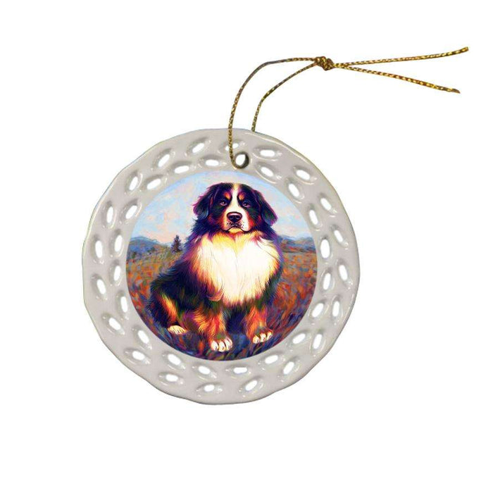Mystic Blaze Bernese Mountain Dog Ceramic Doily Ornament DPOR53575