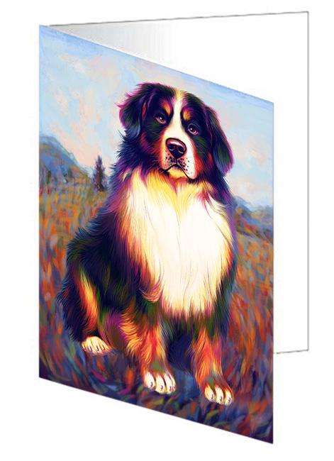 Mystic Blaze Bernese Mountain Dog Handmade Artwork Assorted Pets Greeting Cards and Note Cards with Envelopes for All Occasions and Holiday Seasons GCD64754