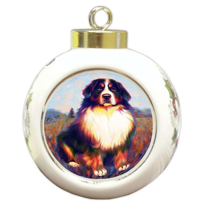 Mystic Blaze Bernese Mountain Dog Round Ball Christmas Ornament RBPOR53575