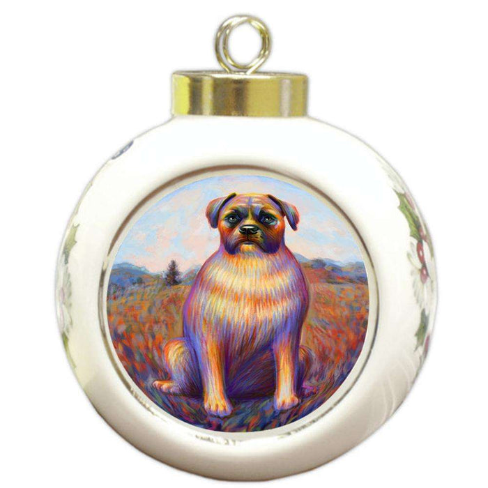 Mystic Blaze Boxer Dog Round Ball Christmas Ornament RBPOR53576