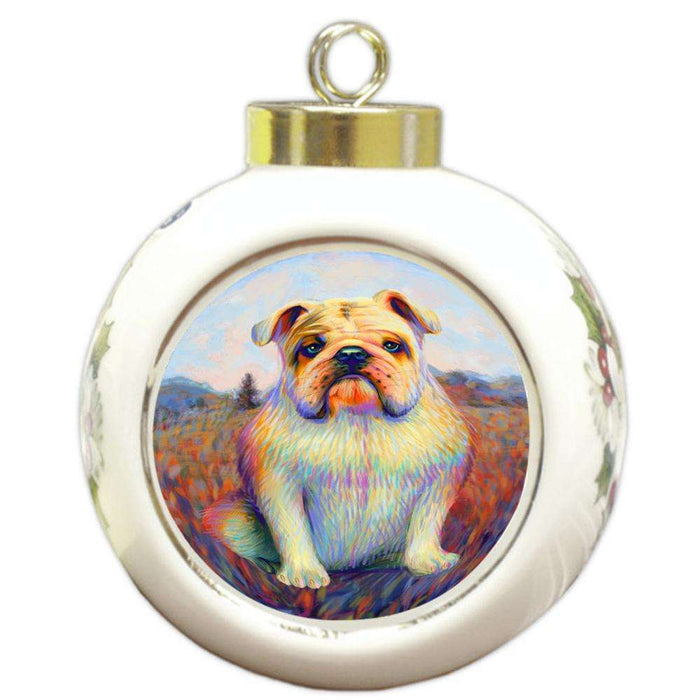 Mystic Blaze Bulldog Round Ball Christmas Ornament RBPOR53577