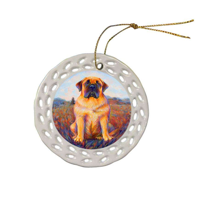 Mystic Blaze Bullmastiff Dog Ceramic Doily Ornament DPOR53578