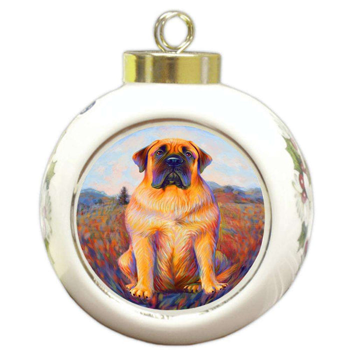 Mystic Blaze Bullmastiff Dog Round Ball Christmas Ornament RBPOR53578