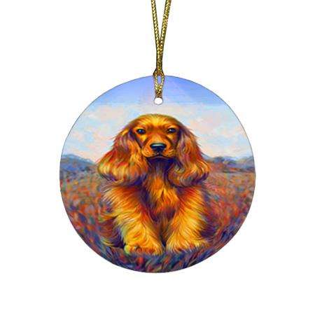 Mystic Blaze Cocker Spaniel Dog Round Flat Christmas Ornament RFPOR53570