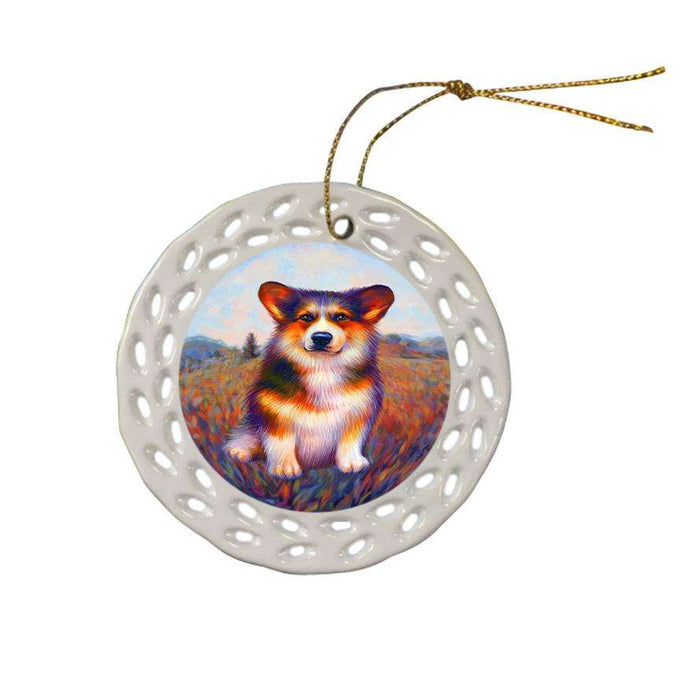 Mystic Blaze Corgi Dog Ceramic Doily Ornament DPOR53580