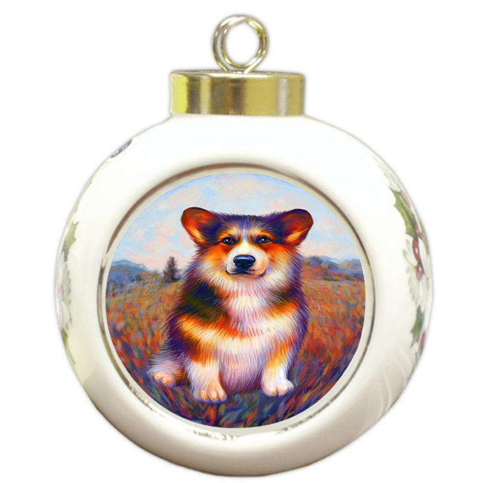 Mystic Blaze Corgi Dog Round Ball Christmas Ornament RBPOR53580