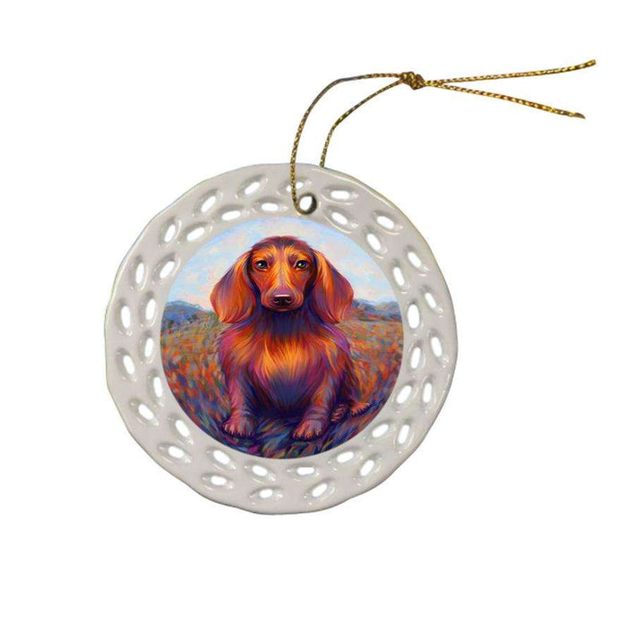Mystic Blaze Dachshund Dog Ceramic Doily Ornament DPOR53581