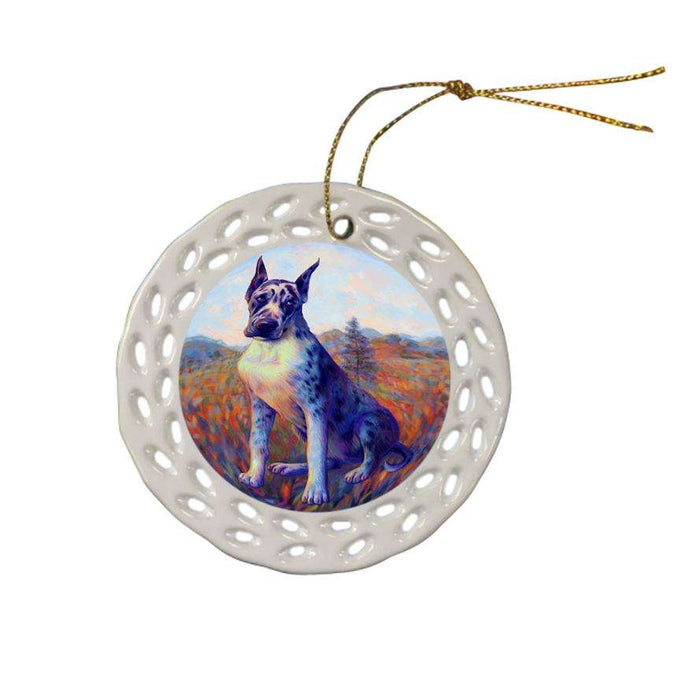 Mystic Blaze Great Dane Dog Ceramic Doily Ornament DPOR53582