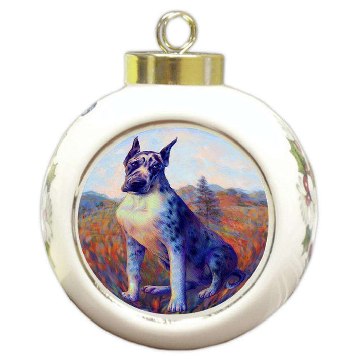 Mystic Blaze Great Dane Dog Round Ball Christmas Ornament RBPOR53582
