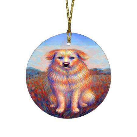 Mystic Blaze Great Pyrenees Dog Round Flat Christmas Ornament RFPOR53574