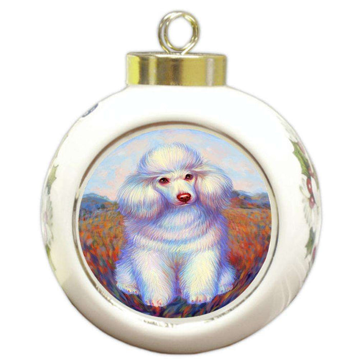 Mystic Blaze Poodle Dog Round Ball Christmas Ornament RBPOR53585