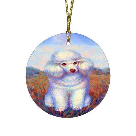 Mystic Blaze Poodle Dog Round Flat Christmas Ornament RFPOR53576