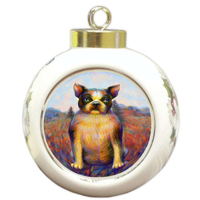 Mystic Blaze Pug Dog Round Ball Christmas Ornament RBPOR53586