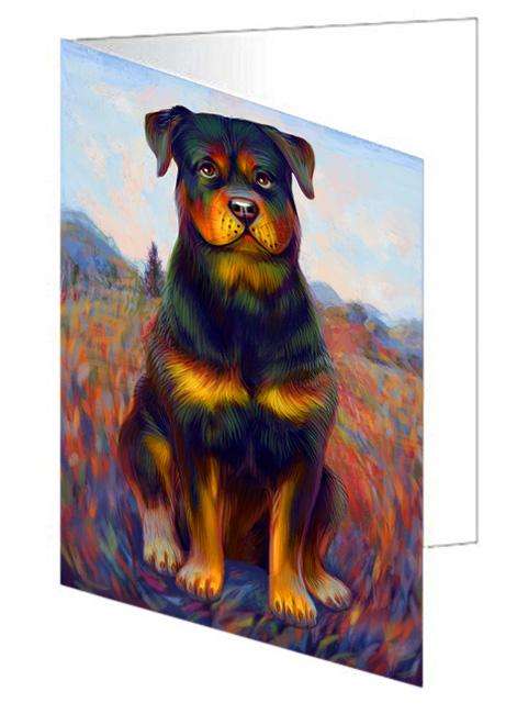 Mystic Blaze Rottweiler Dog Handmade Artwork Assorted Pets Greeting Cards and Note Cards with Envelopes for All Occasions and Holiday Seasons GCD64790