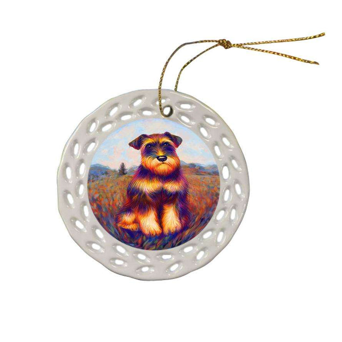 Mystic Blaze Schnauzer Dog Ceramic Doily Ornament DPOR53588