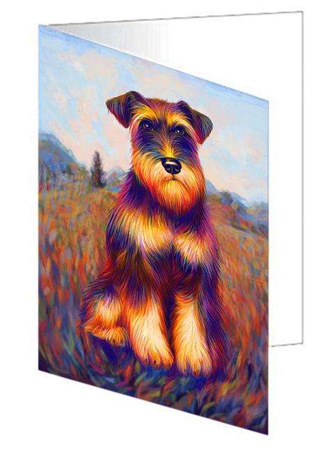 Mystic Blaze Schnauzer Dog Handmade Artwork Assorted Pets Greeting Cards and Note Cards with Envelopes for All Occasions and Holiday Seasons GCD64793