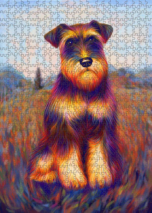 Mystic Blaze Schnauzer Dog Puzzle with Photo Tin PUZL81508