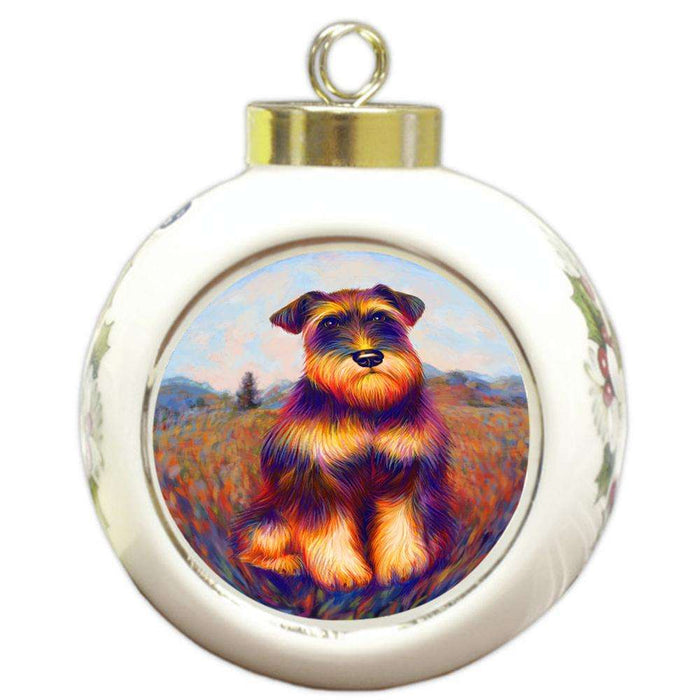 Mystic Blaze Schnauzer Dog Round Ball Christmas Ornament RBPOR53588