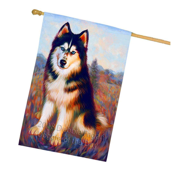 Mystic Blaze Siberian Husky Dog House Flag FLG53787