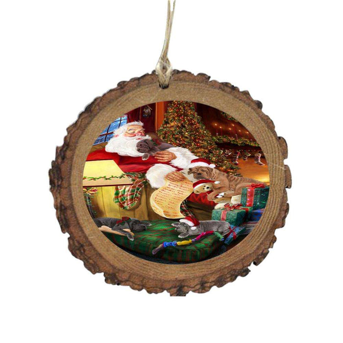 Neapolitan Mastiffs Dog and Puppies Sleeping with Santa Wooden Christmas Ornament WOR49297