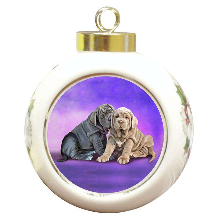 Neapolitan Mastiffs Dog Round Ceramic Christmas Ornament