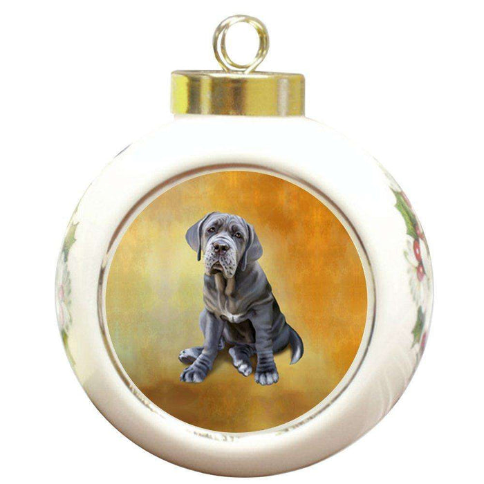 Neapolitan Mastiffs Dog Round Ceramic Christmas Ornament