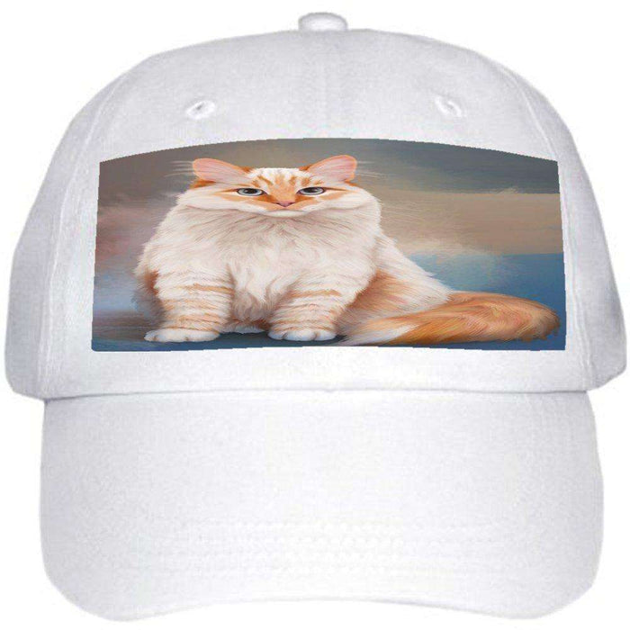 Neva Masquerade Red Siberian Cat Ball Hat Cap Off White