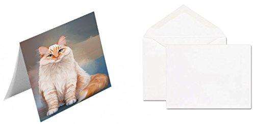 Neva Masquerade Red Siberian Cat Handmade Artwork Assorted Pets Greeting Cards and Note Cards with Envelopes for All Occasions and Holiday Seasons