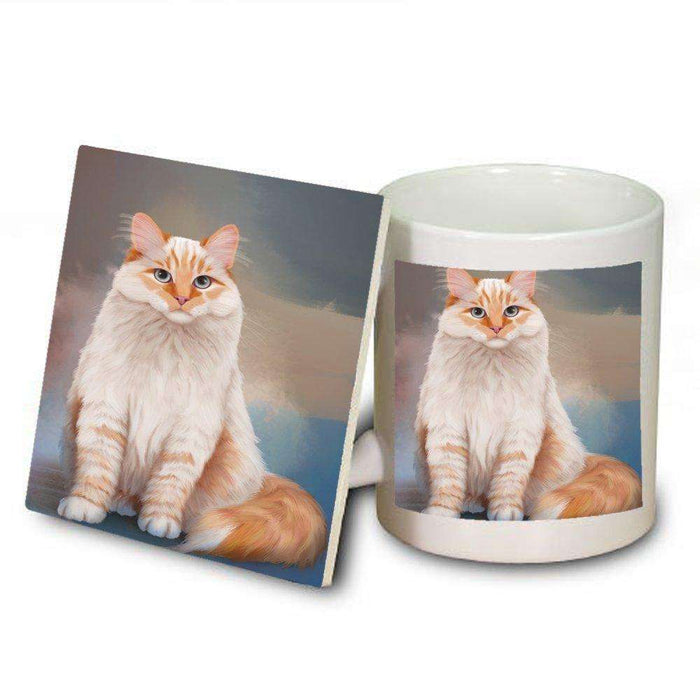 Neva Masquerade Red Siberian Cat Mug and Coaster Set