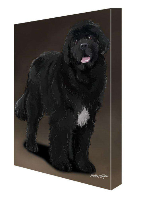Newfoundland Black Dog Painting Printed on Canvas Wall Art Signed