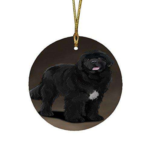 Newfoundland Black Dog Round Christmas Ornament