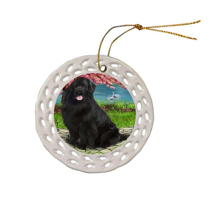 Newfoundland Dog Ceramic Doily Ornament DPOR52753