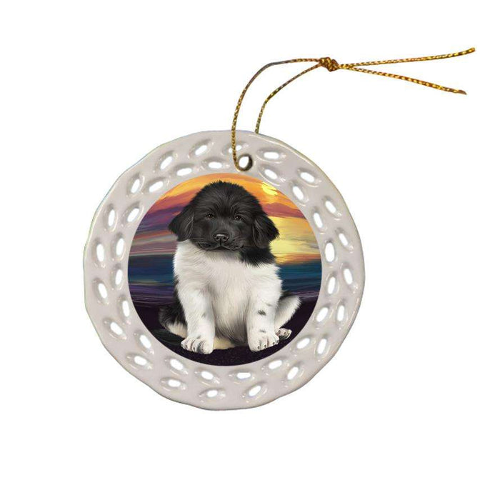 Newfoundland Dog Ceramic Doily Ornament DPOR52795