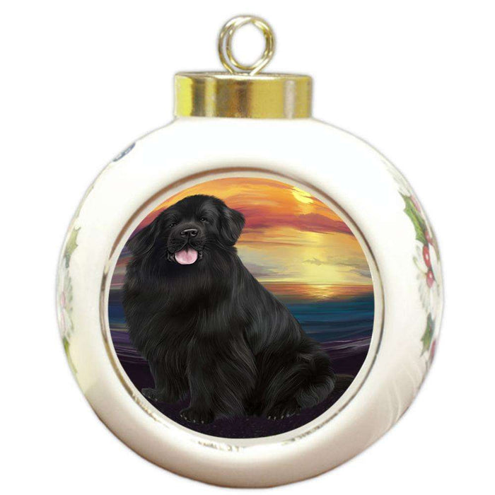 Newfoundland Dog Round Ball Christmas Ornament RBPOR54744
