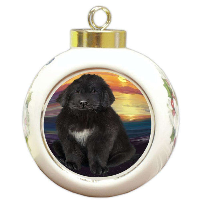 Newfoundland Dog Round Ball Christmas Ornament RBPOR54745
